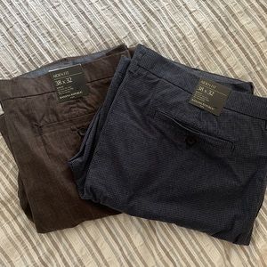 Two 38x32 banana republic aiden slim fit pant, blue and brown prints. NWT